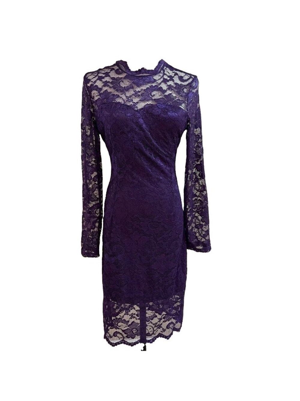 VTG Women's Sheer Lace Midi Dress Size M Purple Cocktail HOCO Witchy Whimsigoth